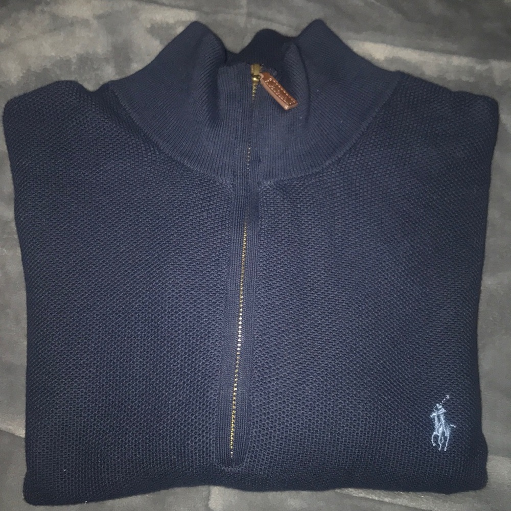 Men’s Navy Pima Cotton XL Ralph Polo Quarter Zip